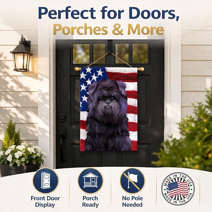 Caroline's Treasures CK6382CHF Affenpinscher American Flag House Flag Large Porch Sleeve Pole Decorative Outside Yard Banner Artwork Wall Hanging, Polyester, House Size, Multicolor