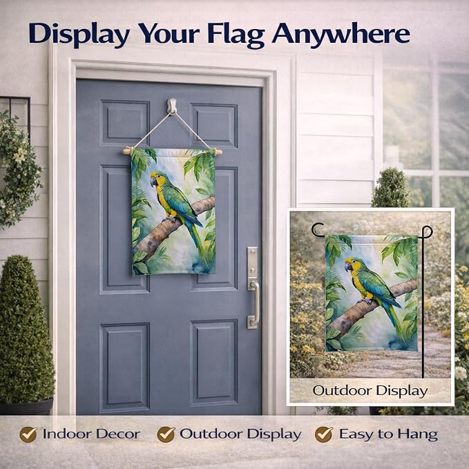Caroline's Treasures Yellownaped Amazon Parrot Garden Flag Mailbox Flag Decorative Yard Flag Banner Outside Patio Artwork Yard Flower Beds, Garden Size, Multicolor