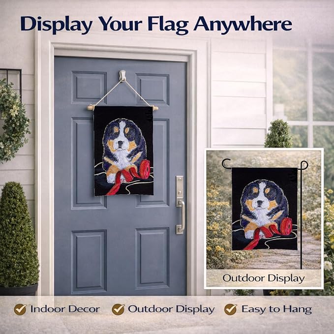 Caroline's Treasures SS8569GF Bernese Mountain Dog Garden Flag Mailbox Flag Decorative Yard Flag Banner Outside Patio Artwork Yard Flower Beds, Garden Size, Multicolor