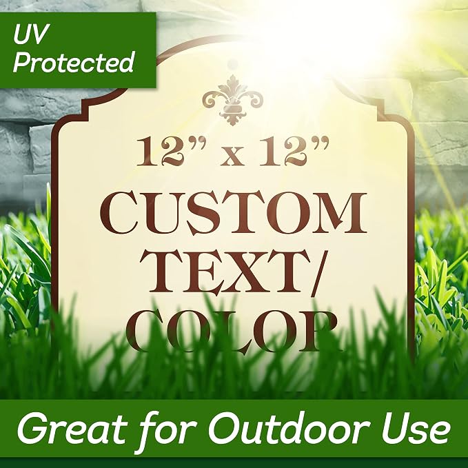 Custom Sign, Customized for Outdoor/Indoor Use, Personalized Designer Style Sign, 12x12 Inch, 24 Colors, Rust-Free Thick AlumaBond - Made by: My Sign Center, USA (Florolex I - Flood)