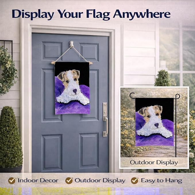 Caroline's Treasures SS8971GF Fox Terrier Garden Flag Mailbox Flag Decorative Yard Flag Banner Outside Patio Artwork Yard Flower Beds, Garden Size, Multicolor
