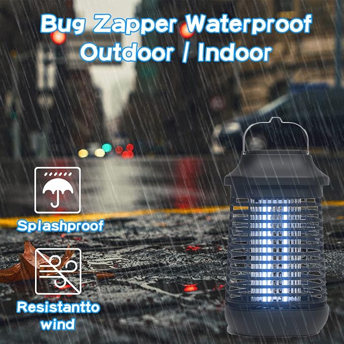 Bug Zapper Outdoor/Indoor,Mosquito Zapper 4200V High-Powered Waterproof Electronic Flying Insects Zapper,15W UVA Lamp Bulb,Fly Traps Patio Insects Killer,Trap Killer for Home,Kitchen, Backyard