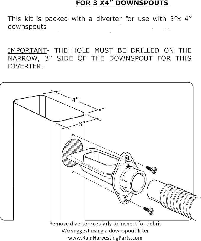 EarthMinded Rain Barrel Diverter Kit 3x4 Downspouts | Drain Spigot and Hole Saws Included