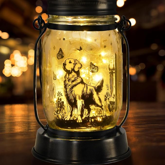 kyoryuger Golden Retriever Gifts for Women/Men Golden Retriever Solar Lanterns Dog Mom Birthday Dog Lover Lantern Pet Memorial Solar Garden Decor for Yard, Patio,Torches, Gifts for Mom