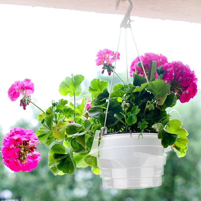 Baderke 12 Pcs Hanging Plant Water Catcher Tray Includes 4 Pcs Clear Plastic Plant Saucer Drip Pans for Indoor Outdoor Hanging Basket Flower Pot (6 8 10 Inch)
