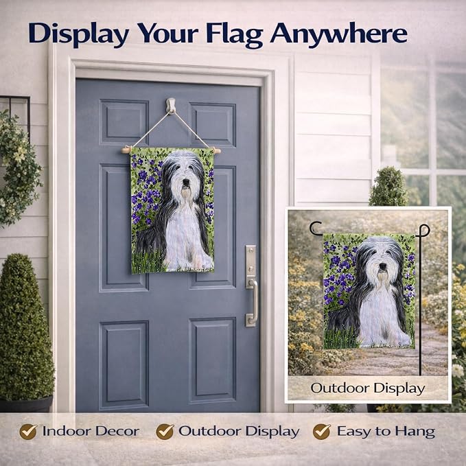 Caroline's Treasures SS8022GF Bearded Collie Garden Flag Mailbox Flag Decorative Yard Flag Banner Outside Patio Artwork Yard Flower Beds, Garden Size, Multicolor