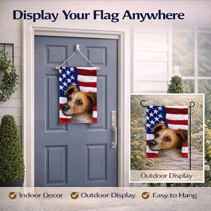 Caroline's Treasures CK6597GF Kromfohrlander American Flag Garden Flag Mailbox Flag Decorative Yard Flag Banner Outside Patio Artwork Yard Flower Beds, Garden Size, Multicolor
