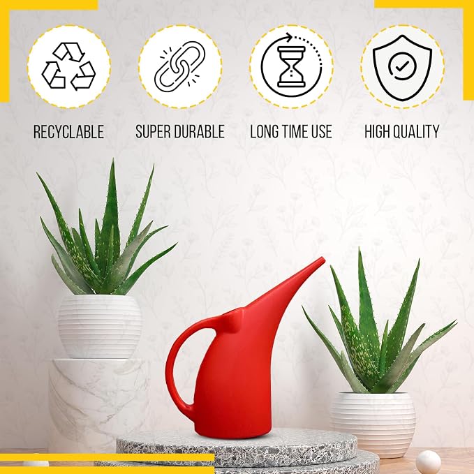 KP KOOL PRODUCTS Watering Can 1/2 Gallon - Small Watering Can for Indoor & Outdoor Plants - Red Plant Waterer - Plastic Water Can for Garden - 1 Pack