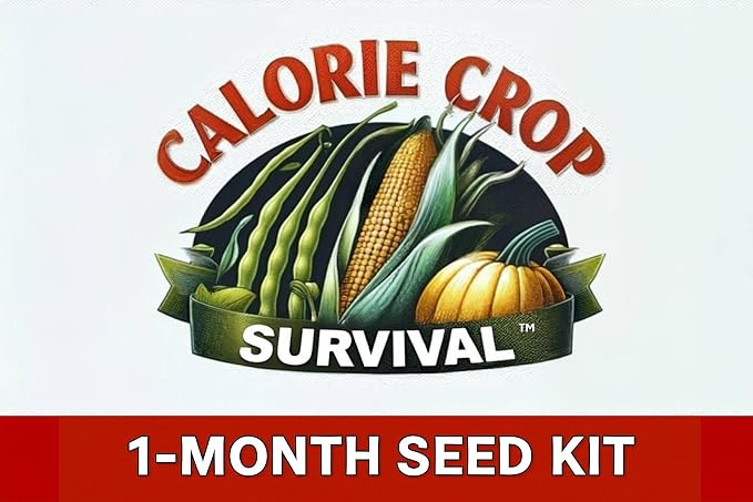 Calorie Crop Survival 1-Month Seed Kit – Grow 30 Days’ Worth of Calories – Heirloom Corn, Beans, and Squash Seeds – Open-Pollinated, Long-Term Storage