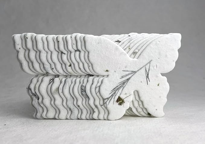Of The Earth Handmade Paper - Wildflower Seed Paper Butterfly Shape - Large 3" - Set of 24 (36s Fern & Chard)