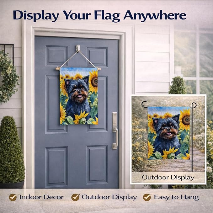 Caroline's Treasures DAC6000GF Affenpinscher in Sunflowers Garden Flag Mailbox Flag Decorative Yard Flag Banner Outside Patio Artwork Yard Flower Beds, Garden Size, Multicolor