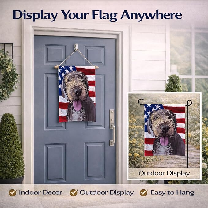 Caroline's Treasures CK6712GF Slovak Rough-haired Pointer American Flag Garden Flag Mailbox Flag Decorative Yard Flag Banner Outside Patio Artwork Yard Flower Beds, Garden Size, Multicolor
