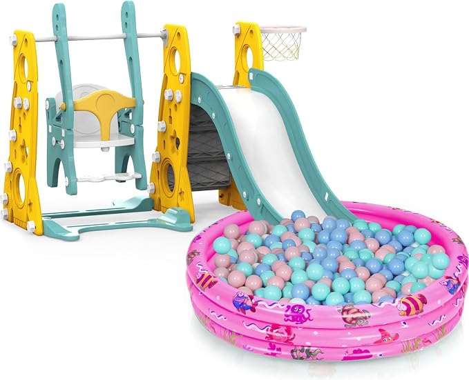 Inflatable Baby Kiddie Pools, 3 Rings Round Swimming Pool, Toddler Fun Water Swim Beach Floaties Toys, Kids Fishing Pond Ball Pit Pool, Small Infant Pool (Pink, 47 inch)