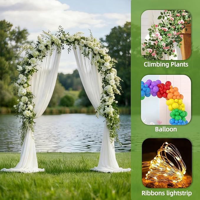 87" Tall Garden Arch Trellis for Climbing Plants – Metal Wedding Arch with Planter Box, Flower Frame Backdrop Stand – Rustproof Arbor for Wedding, Party, Balloon Decor & Outdoor Plant Support