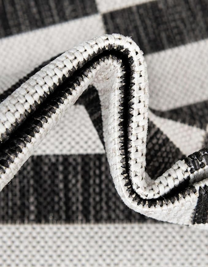 Unique Loom Outdoor Striped Collection Area Rug - Striped (2' x 3' 1" Rectangle Charcoal/Ivory)