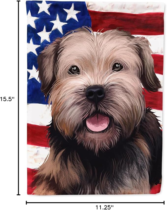 Caroline's Treasures CK6448GF Border Terrier Dog American Flag Garden Flag Mailbox Flag Decorative Yard Flag Banner Outside Patio Artwork Yard Flower Beds, Garden Size, Multicolor