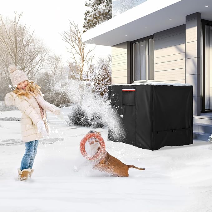 KylinLucky Air Conditioner Cover for Outside, 36 x 36 x 39 inches black | Heavy duty oxford, UV resistant, fits outside AC units, windproof straps, all-weather protection