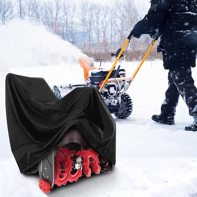 Snow Blower Cover, 600D Heavy Duty Waterproof Oxford Cloth, Universal Fit, Outdoor Protection, Snowblower Cover Universal - Black