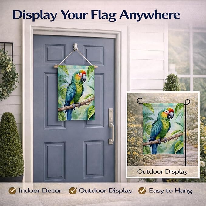 Caroline's Treasures Amazon Parrot Garden Flag Mailbox Flag Decorative Yard Flag Banner Outside Patio Artwork Yard Flower Beds, Garden Size, Multicolor