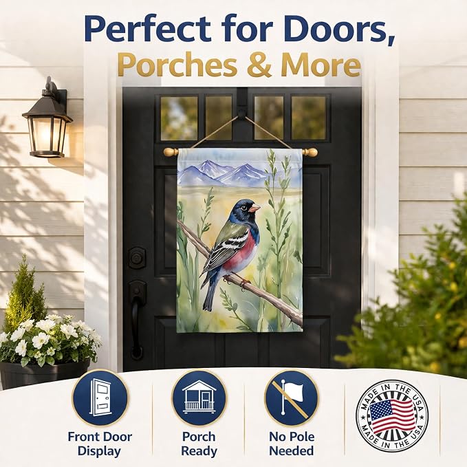 Caroline's Treasures Colorado Lark Bunting House Flag Large Porch Sleeve Pole Decorative Outside Yard Banner Artwork Wall Hanging, Polyester, House Size, Multicolor