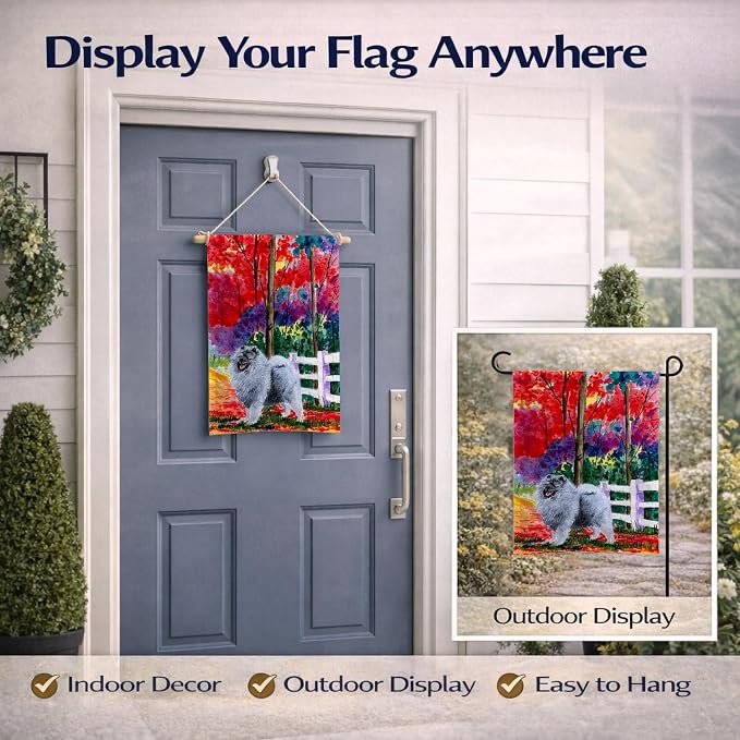 Caroline's Treasures SS8432GF Keeshond Garden Flag Mailbox Flag Decorative Yard Flag Banner Outside Patio Artwork Yard Flower Beds, Garden Size, Multicolor