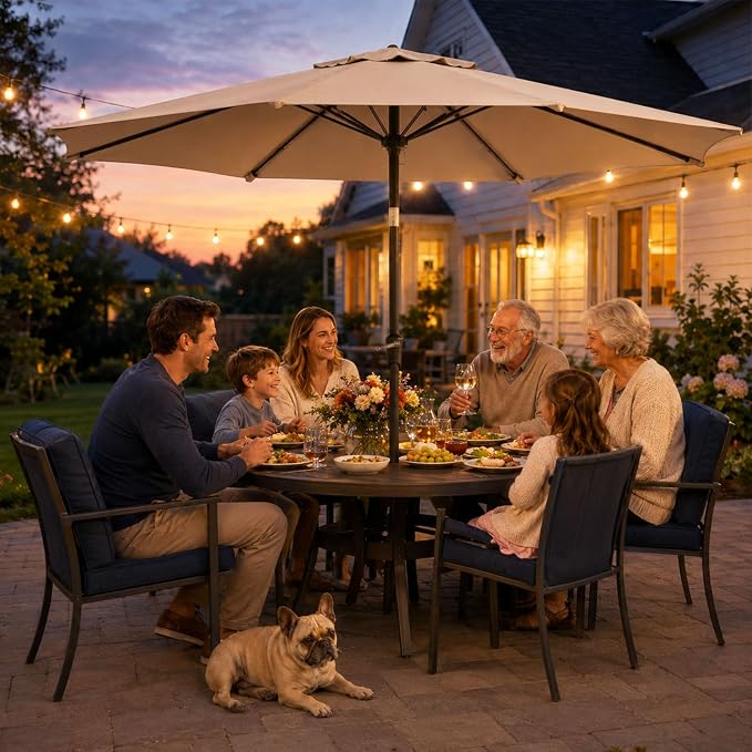 Sannwsg Outdoor Patio Umbrella,Table Umbrella with Push Button Tilt and Crank,Market Umbrella with 8 Sturdy Ribs,Yard Umbrella