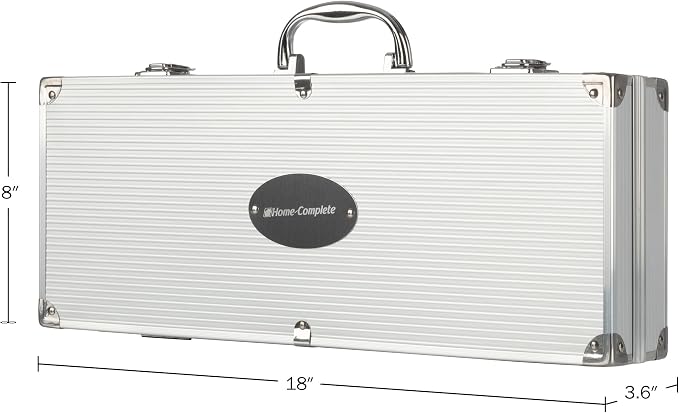 16-Piece BBQ Grill Accessories Set - Barbecue Tool Kit with Aluminum Case for Home Grilling - Great Gift for Birthday or Father’s Day by Home-Complete