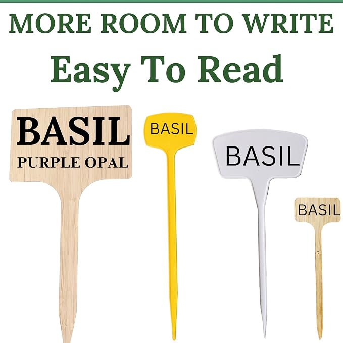 12" Extra-Tall Oversized Bamboo Garden Markers 10 Pack ā Large Plant Labels Garden Tag Signs Easy to See Easy to Read Extra Large Writing Area