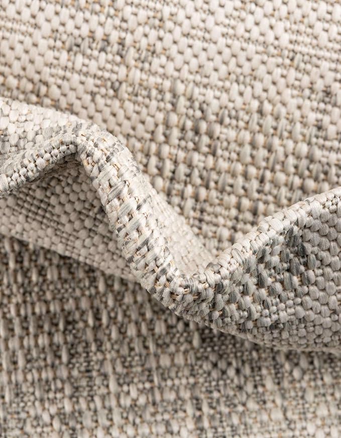 Unique Loom Outdoor Modern Collection Area Rug - Cartago (10' Square, Gray/ Ivory)