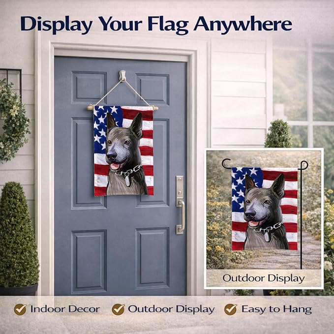 Caroline's Treasures CK6733GF Taiwan Dog American Flag Garden Flag Mailbox Flag Decorative Yard Flag Banner Outside Patio Artwork Yard Flower Beds, Garden Size, Multicolor