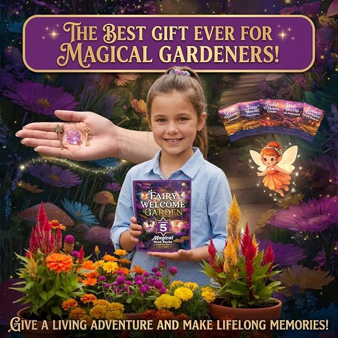Fairy Garden Seed Kit – Flower Seeds Kit for a Magical Blooming Surprise – Wildflower Seeds for Pollinators, Butterfly Garden Starter, Indoor or Outdoor Planting - Introduce Kids to Gardening