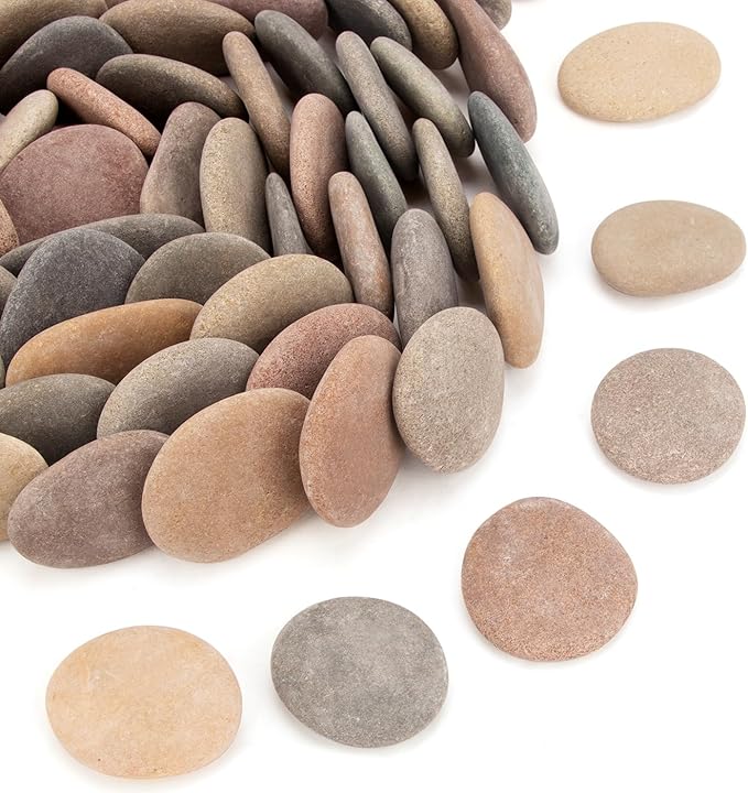 About 190 PCS - 210 PCS (18 Pounds) Painting Rocks,River Rocks,1.1"-2.2" Craft Rocks,Flat Rocks,DIY Stones for Arts