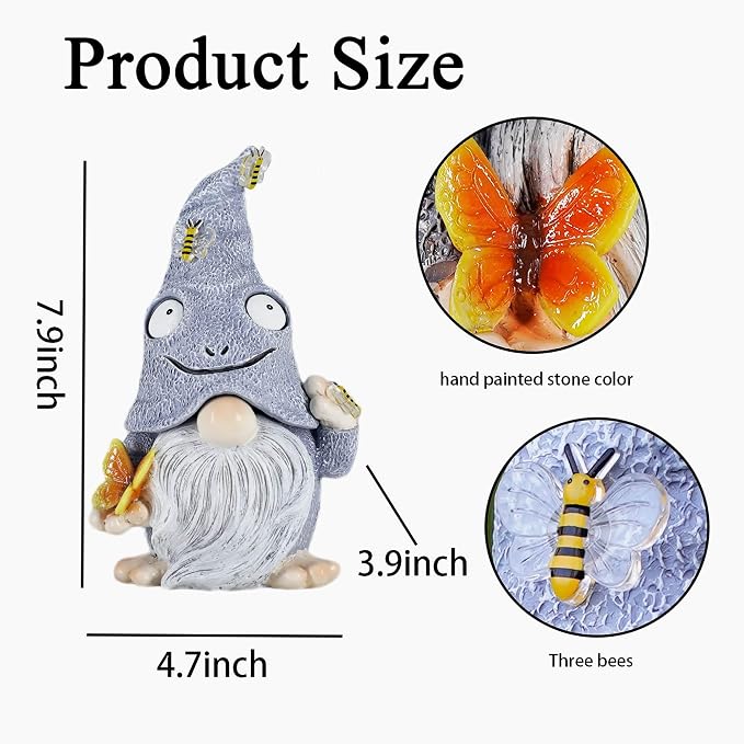 Hide A Key Outside Gnome Figurine Key Hiders Outdoor Garden Gnomes Statues Decorations for Yard Hidden Spare Key Holder Lock Box Grey