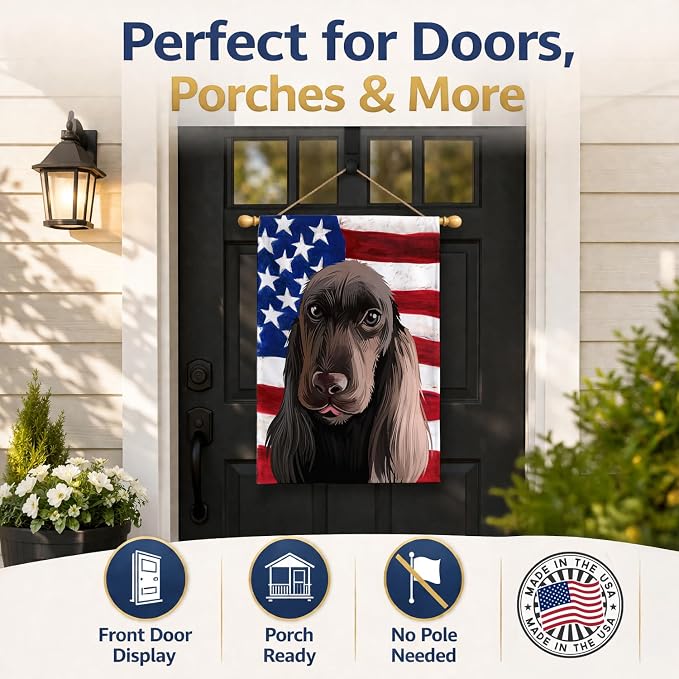 Caroline's Treasures CK6521CHF Field Spaniel Dog American Flag House Flag Large Porch Sleeve Pole Decorative Outside Yard Banner Artwork Wall Hanging, Polyester, House Size, Multicolor