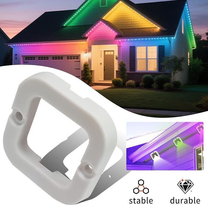 2025 Upgrade for Govee Permanent Outdoor Lights Compatible with H705 H805 Non-Pro Elite RGBIC LED Used for Fixture Fixation, Eaves and roof Edge mounting Clips mounting Bracket Screw Set(12,White)