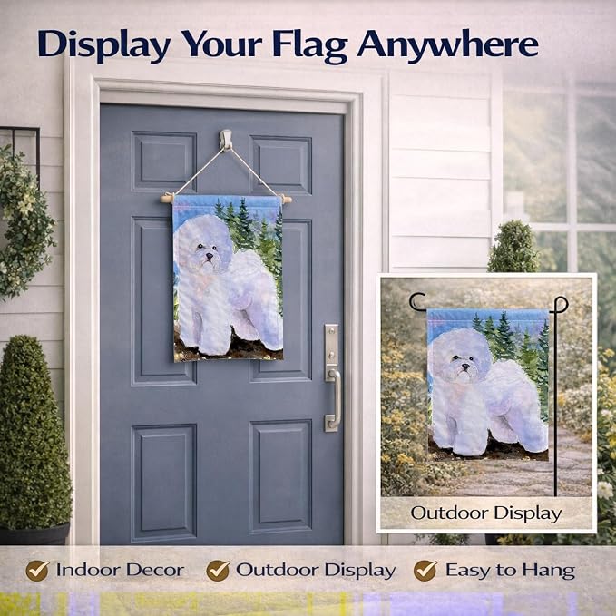 Caroline's Treasures SS8916GF Bichon Frise Garden Flag Mailbox Flag Decorative Yard Flag Banner Outside Patio Artwork Yard Flower Beds, Garden Size, Multicolor