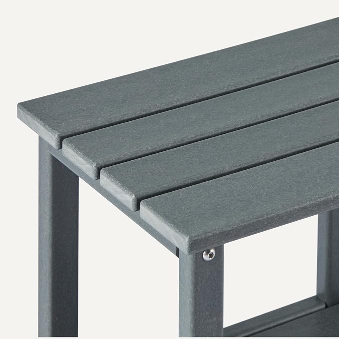 Amazon Basics Outdoor Patio Side Table with Lower Shelf, Weather-Resistant Stainless Steel Hardware, 16.5 x 12.6 x 16.5 Inches, Grey, 1-Pack