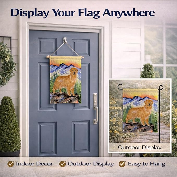 Caroline's Treasures SS8163GF Golden Retriever Garden Flag Mailbox Flag Decorative Yard Flag Banner Outside Patio Artwork Yard Flower Beds, Garden Size, Multicolor