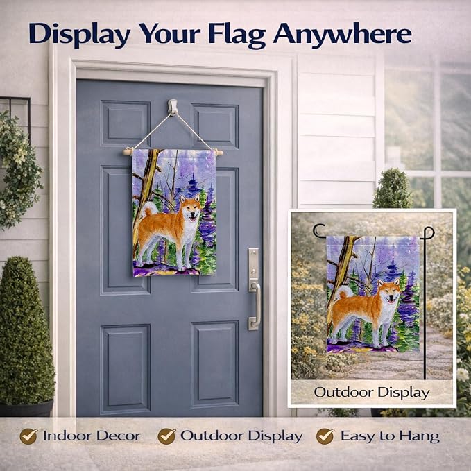 Caroline's Treasures SS8629GF Shiba Inu Garden Flag Mailbox Flag Decorative Yard Flag Banner Outside Patio Artwork Yard Flower Beds, Garden Size, Multicolor