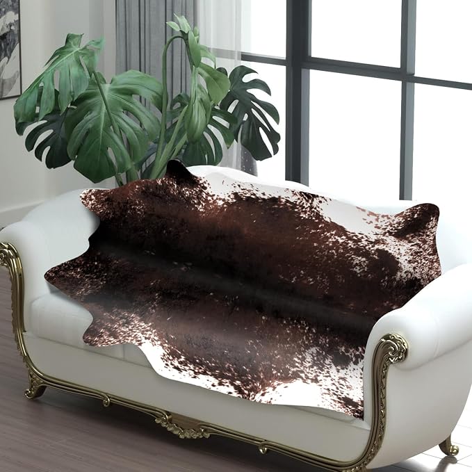 MACEVIA Faux Cowhide Rug Cute Cow Print Rug Animal Area Carpet Western Decor for Living Room Bedroom Non-Slip 59" L x 47.2" W(4.9ft x 3.9ft)