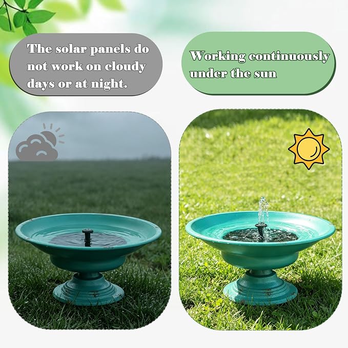 Solar Bird Bath Fountains, Bird Bath for Outside with cast Iron Base, Bird Bath Bowl for Outdoor Garden and Patio Decoration
