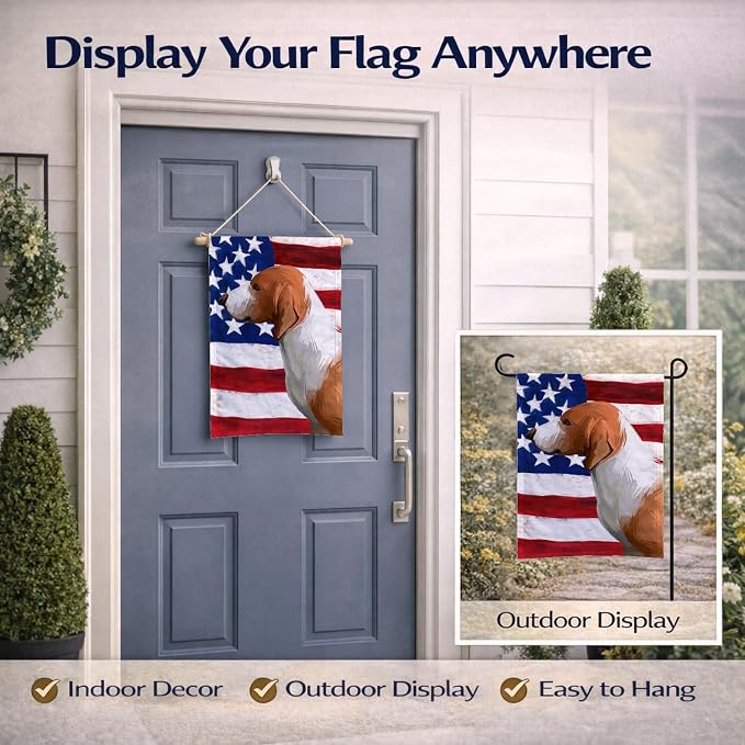 Caroline's Treasures CK6506GF Drever Dog American Flag Garden Flag Mailbox Flag Decorative Yard Flag Banner Outside Patio Artwork Yard Flower Beds, Garden Size, Multicolor
