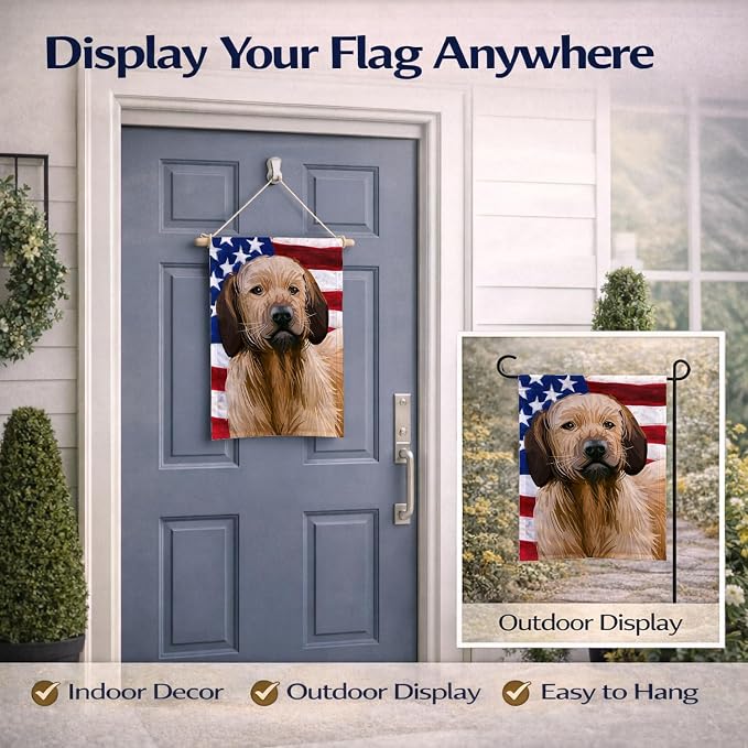 Caroline's Treasures CK6728GF Styrian Coarse-haired Hound American Flag Garden Flag Mailbox Flag Decorative Yard Flag Banner Outside Patio Artwork Yard Flower Beds, Garden Size, Multicolor