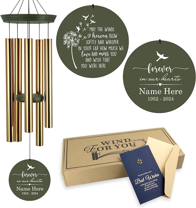Personalized 30/36 inch Wind Chimes Memorial, Deep Tone Memorial Wind Chimes for Loss of Loved One/Mom/Dad, Sympathy Gifts for Bereavement(Produced in Texas)