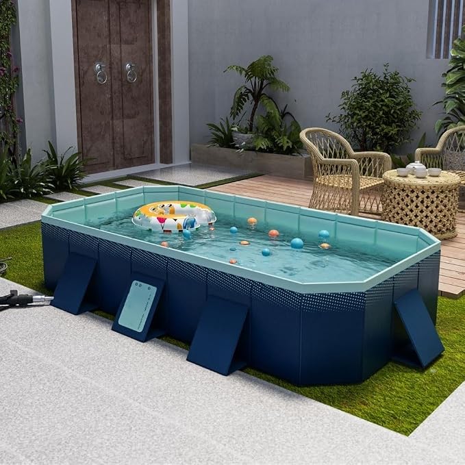 Versatile Foldable Swimming Pool, Pools Above Ground for Family, Non Inflatable Pool (Color : Dark Blue, Size : 116.1in/295cm)
