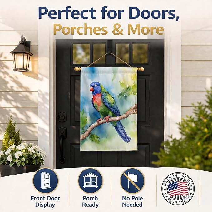 Caroline's Treasures Pionus House Flag Large Porch Sleeve Pole Decorative Outside Yard Banner Artwork Wall Hanging, Polyester, House Size, Multicolor