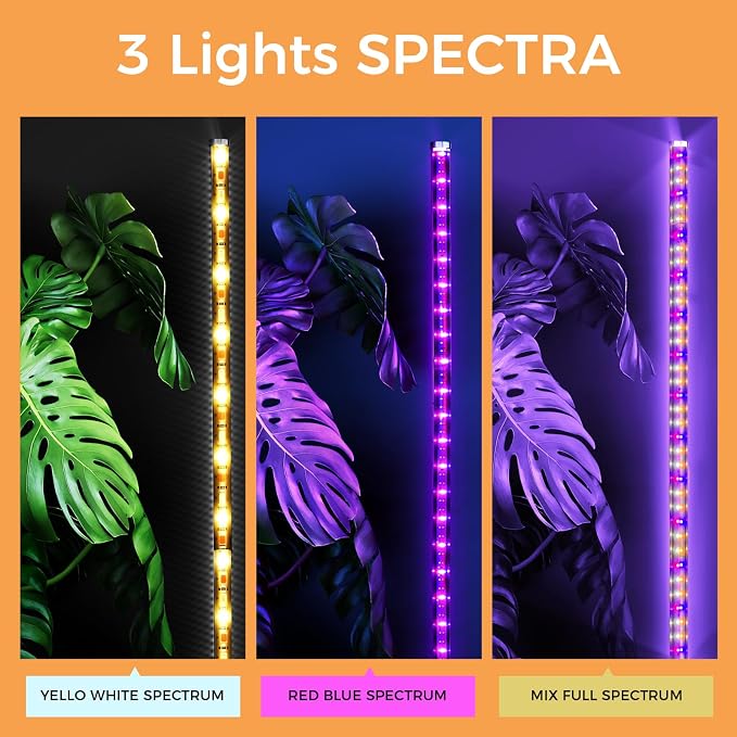 Grow Lights for Indoor Plants, 44W 48 Led Full Spectrum Plant Light, 2.7FT Adjustable Length Standing Grow Light with Timer/Six Leg Base for Greenhouse/Garden