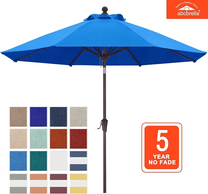 ABCCANOPY OLEFIN® 5-Year No Fading 9FT Patio Umbrella, Outdoor Table Umbrella with 8 Sturdy Ribs for Deck, Backyard, Yard (Sky Blue)