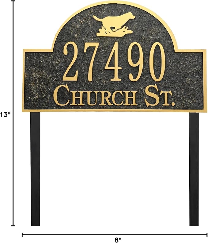 Address Sign Lawn Mounted - Custom House Number Sign with 2 Solid Metal Stakes,Address Numbers for Outside House,Yard,Garden,Grass,Ground,Drive Way,Lawn,13'' x 8''