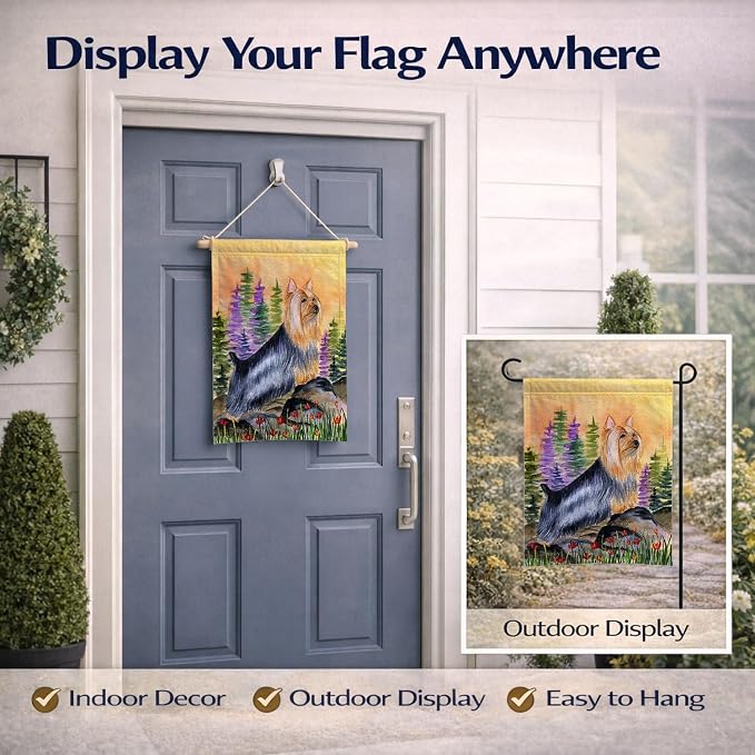 Caroline's Treasures SS8262GF Silky Terrier Garden Flag Mailbox Flag Decorative Yard Flag Banner Outside Patio Artwork Yard Flower Beds, Garden Size, Multicolor